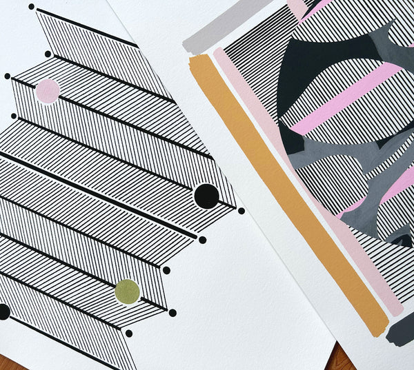 "THROUGH THE LOOKING GLASS" GICLEE PRINT-NEUTRAL WITH PINK