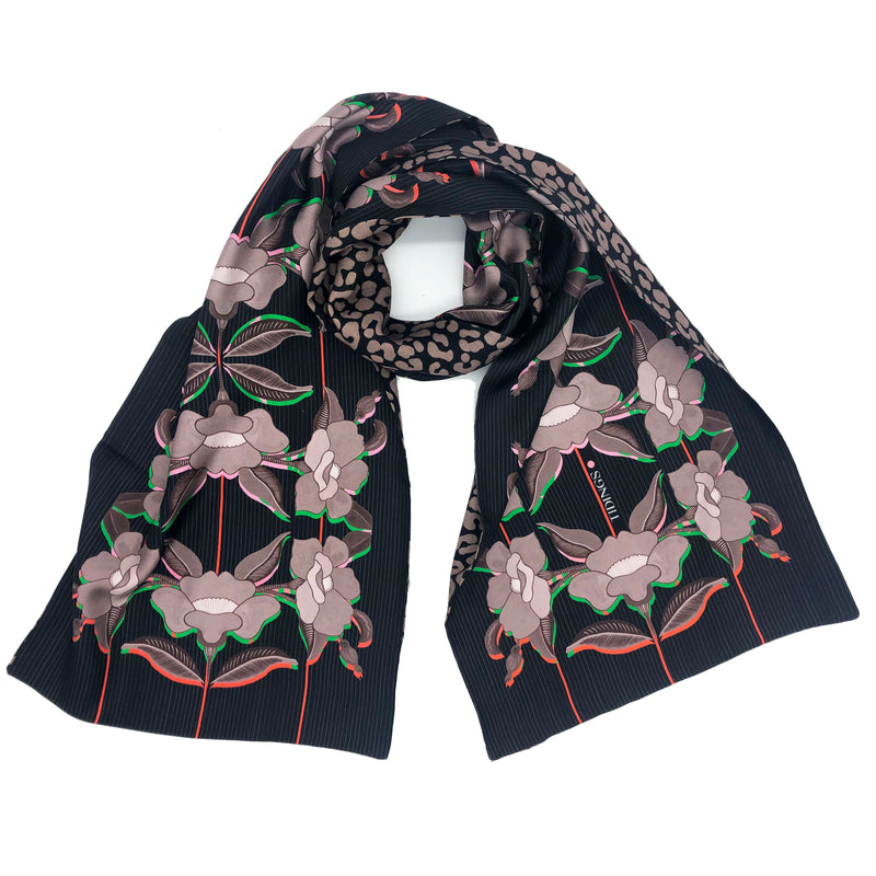 BLOOM WITH GRACE FLORAL/ANIMAL PRINT LONG SCARF