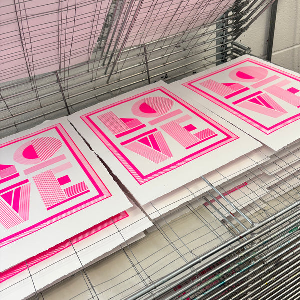 "LOVE" NEON PINK SCREEN PRINT